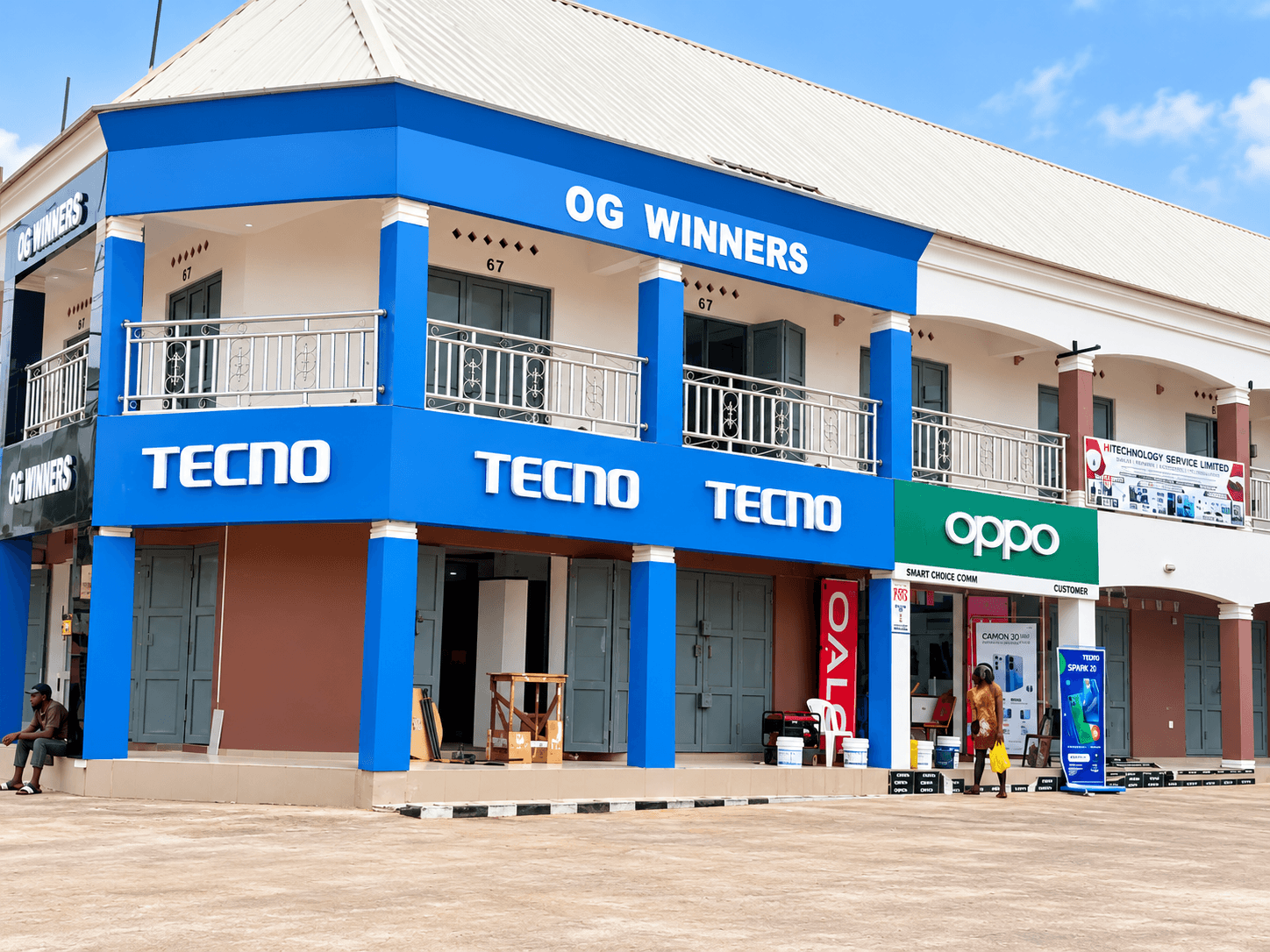 TECNO and OPPO commercial façade branding