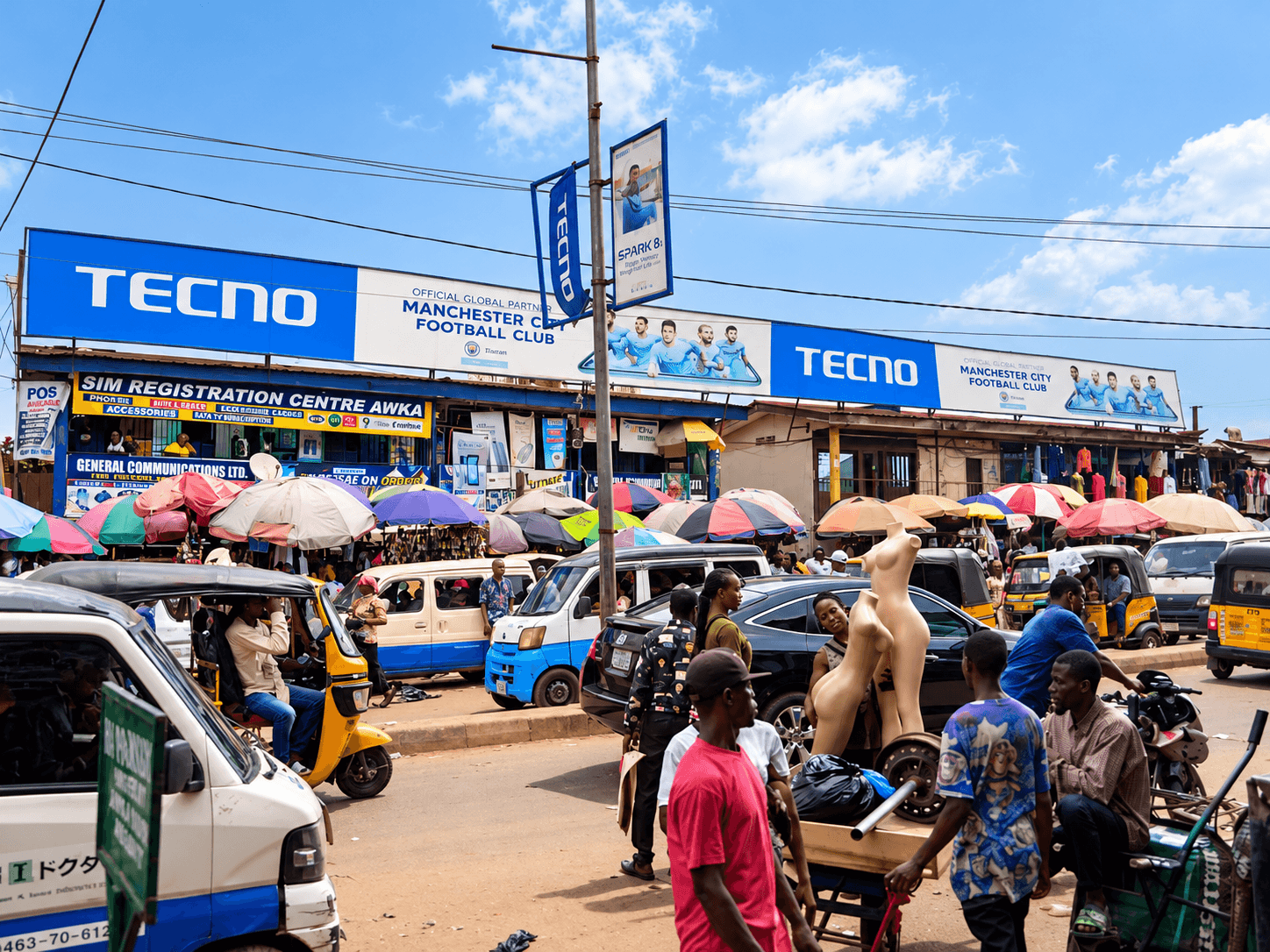 TECNO outdoor branding, Onitsha-region portfolio