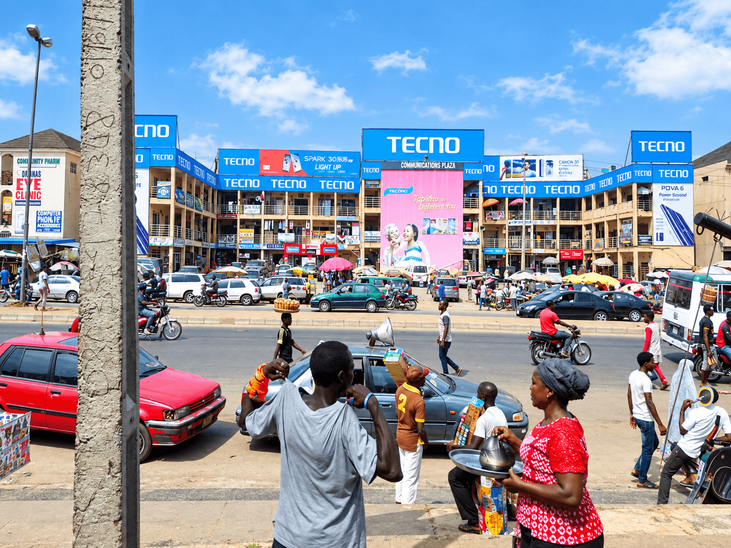 TECNO multi-store retail complex branding
