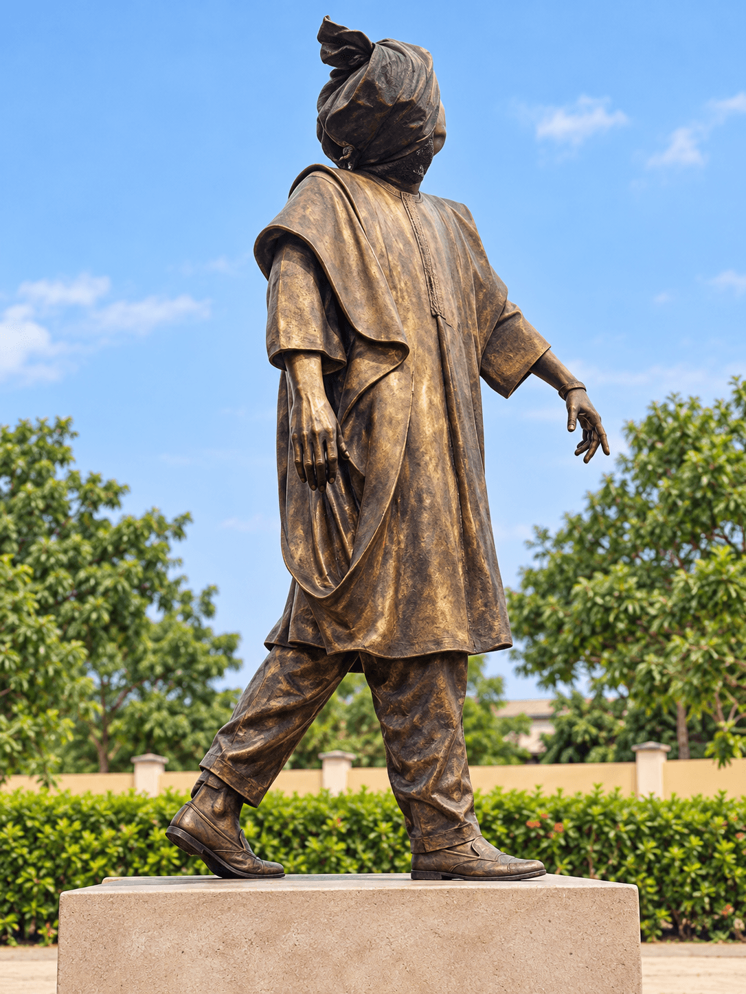 Installed standing figurative sculpture